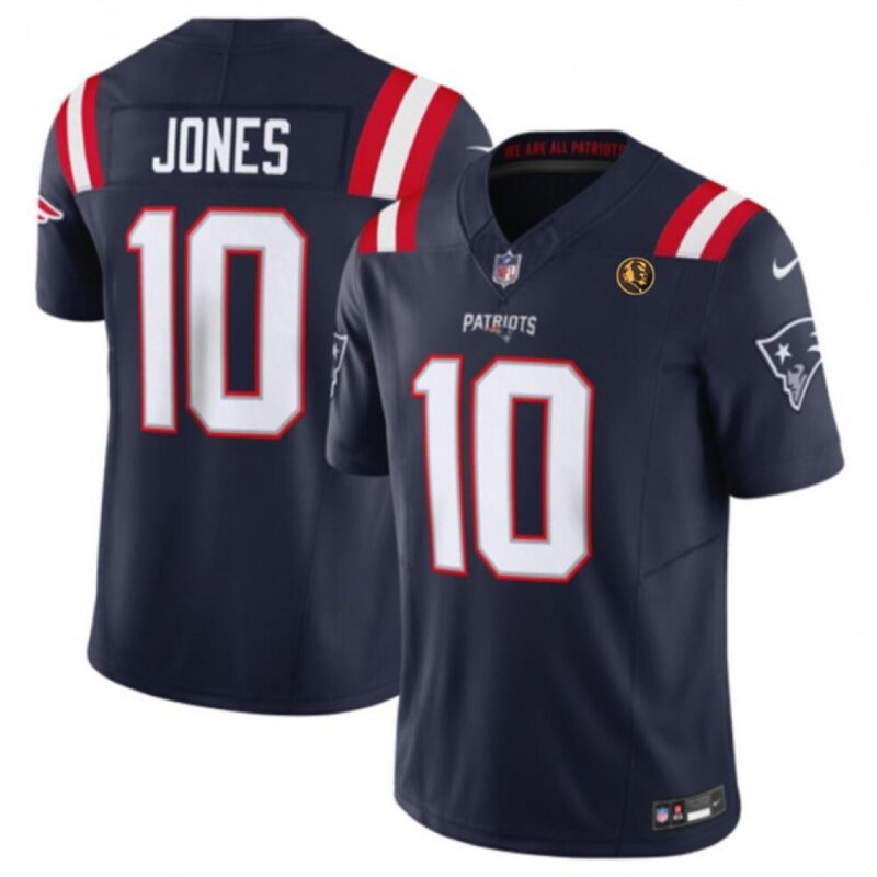 686162ac67a1a_1 Men's New England Patriots #10 Mac Jones Navy 2023 F.U.S.E. With John Madden Patch Vapor Limited Stitched Football Jersey