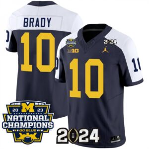 686162b5e3829_1 Men's Michigan Wolverines #10 Tom Brady Navy/White 2024 F.U.S.E. With 2023 National Champions Patch Stitched Jersey