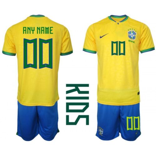 686162dd0ec8c_1 Youth Brazil Custom Yellow Home Soccer Jersey Suit