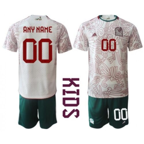 686162e040db9_1 Youth Mexico Custom White Away Soccer Jersey Suit