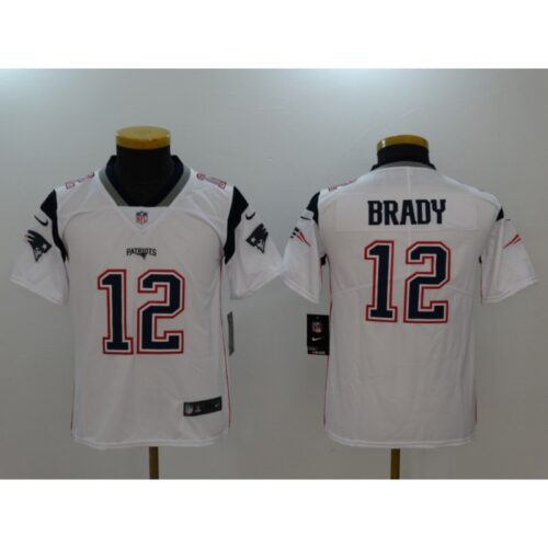 686162eee3e9c_1 Youth New England Patriots #12 Tom Brady White Vapor Untouchable Limited Jersey