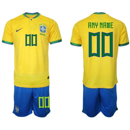 6861632c52d8a_1 Men's Brazil Custom Yellow 2022 FIFA World Cup Home Soccer Jersey Suit