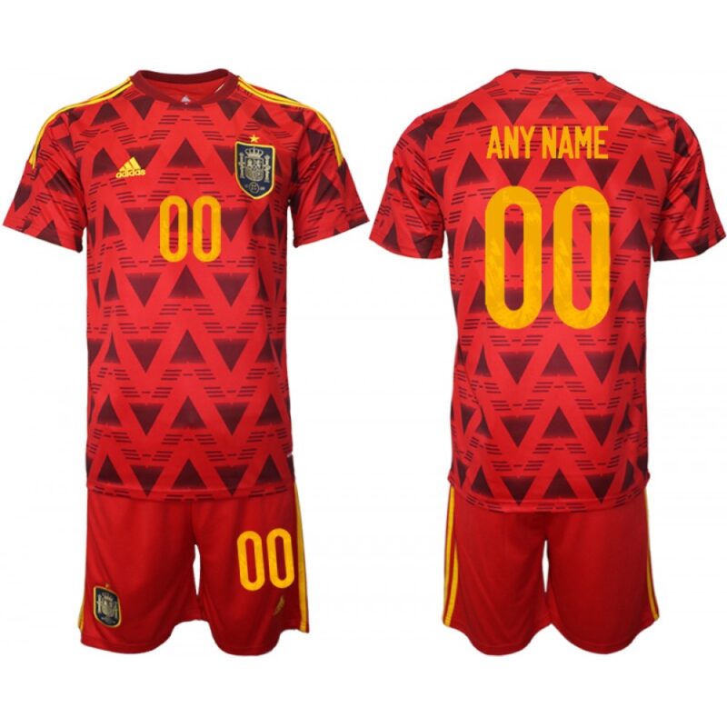 686163e019717_1 Men's Spain Custom Red Home Soccer Jersey Suit