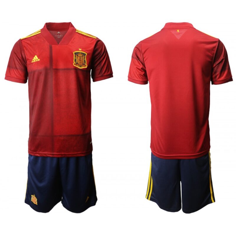 686163e591b77_1 Men's Spain National Team Custom Red Home Soccer Jersey Suit