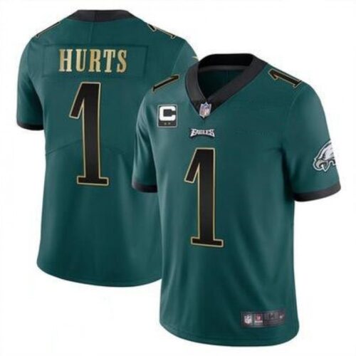 68616431a1913_1 Men's Philadelphia Eagles #1 Jalen Hurts Green Golden 2-star C Patch Vapor Untouchable Limited Stitched Jersey