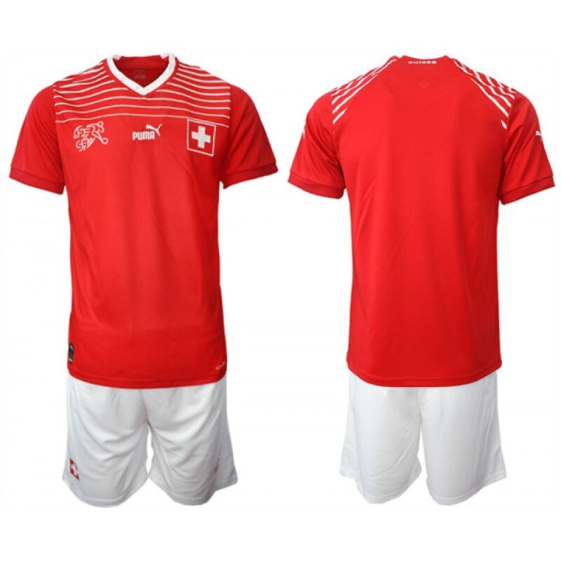 68616436f022f_1 Men's Switzerland Custom Red Home Soccer Jersey Suit