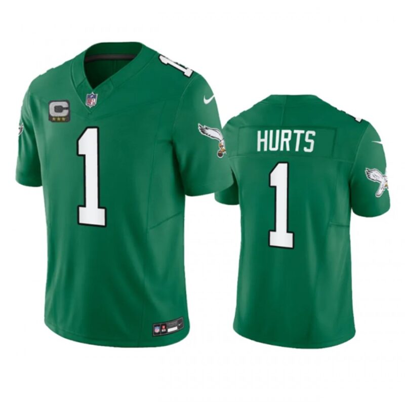 6861644f635c0_1 Men's Philadelphia Eagles #1 Jalen Hurts Green 2023 F.U.S.E. Vapor Untouchable With 3-star C Patch Stitched Football Jersey