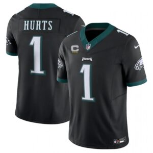 686164682e1d3_1 Men's Philadelphia Eagles #1 Jalen Hurts Black 2023 F.U.S.E. With C Patch Vapor Untouchable Limited Stitched Football Jersey