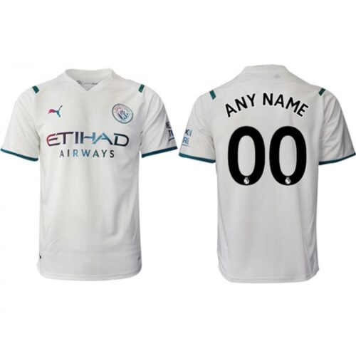 6861652800f91_1 Men's Manchester City Custom 2021/22 White Away Jersey