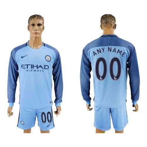 6861652e48002_1 Manchester City Personalized Home Long Sleeves Soccer Club Jersey