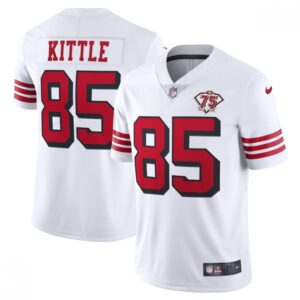 686166221966b_1 Men's San Francisco 49ers #85 George Kittle 2021 White 75th Anniversary Vapor Untouchable Limited Stitched Jersey