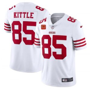 6861662cbc8e2_1 Men's San Francisco 49ers #85 George Kittle 2022 White With 1-star C Patch Vapor Untouchable Limited Stitched Football Jersey