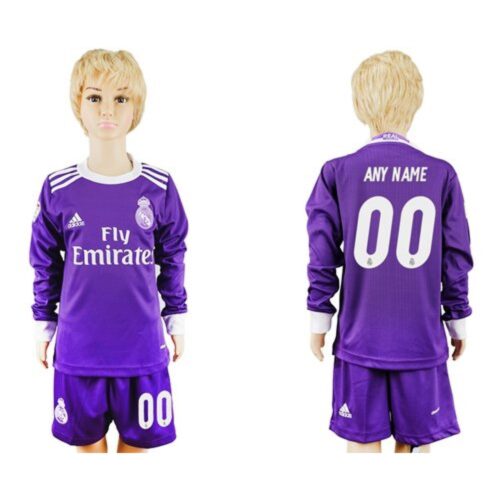 68616640ece1c_1 Real Madrid Personalized Away Long Sleeves Kid Soccer Club Jersey