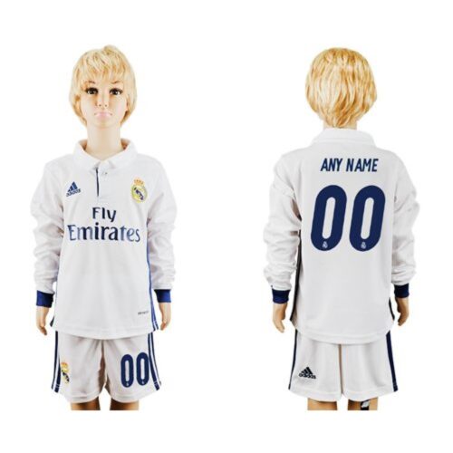 686166466d0db_1 Real Madrid Personalized Home Long Sleeves Kid Soccer Club Jersey