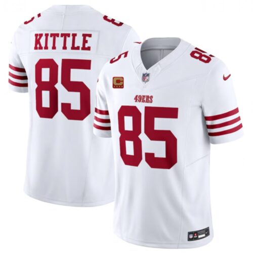 68616649f185c_1 Men's San Francisco 49ers #85 George Kittle White 2023 F.U.S.E. With 4-Star C Patch Vapor Untouchable Limited Stitched Football Jersey