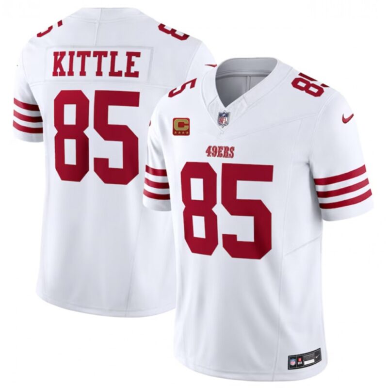 68616649f185c_1 Men's San Francisco 49ers #85 George Kittle White 2023 F.U.S.E. With 4-Star C Patch Vapor Untouchable Limited Stitched Football Jersey