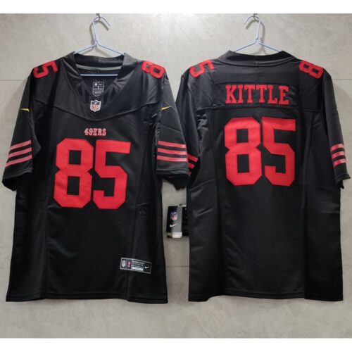 6861666111055_1 Men's San Francisco 49ers #85 George Kittle Black 2023 F.U.S.E. Vapor Untouchable Limited Stitched Football Jersey