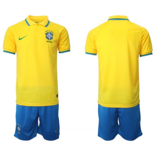 6861666cc30b2_1 Men's Brazil Blank Yellow Home Soccer Jersey Suit
