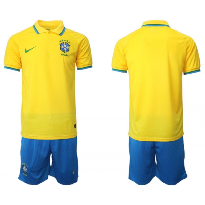 6861666cc30b2_1 Men's Brazil Blank Yellow Home Soccer Jersey Suit
