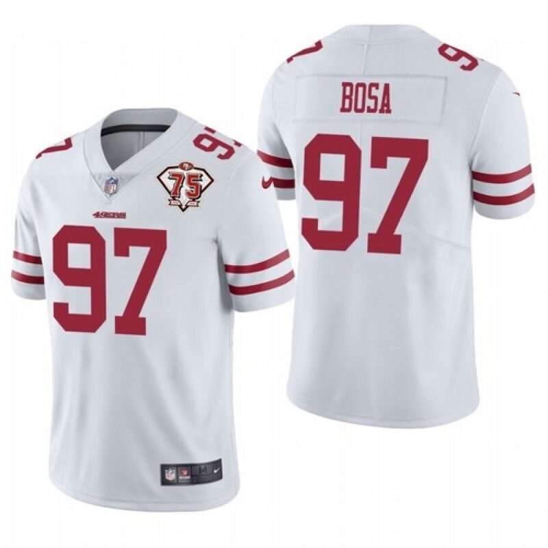 6861667cbfe70_1 Men's San Francisco 49ers #97 Nick Bosa 2021 White 75th Anniversary Vapor Untouchable Stitched NFL Jersey