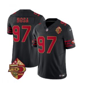 686166a193b15_1 Men's San Francisco 49ers #97 Nick Bosa Black 2023 F.U.S.E. 50th Patch Vapor Limited Stitched Football Jersey