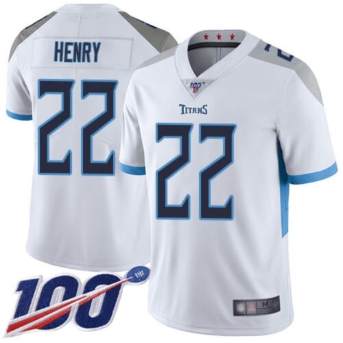 68616834dc00c_1 Men's Tennessee Titans #22 Derrick Henry White 2019 100th Season Vapor Untouchable Limited Stitched NFL Jersey