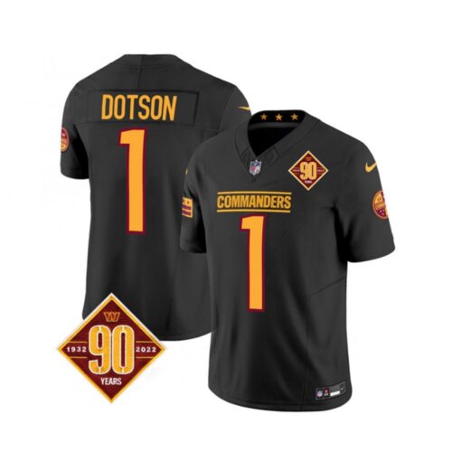 6861687a36dc5_1 Men's Washington Commanders #1 Jahan Dotson Black 2023 F.U.S.E. 90th Anniversary Vapor Limited Stitched Football Jersey