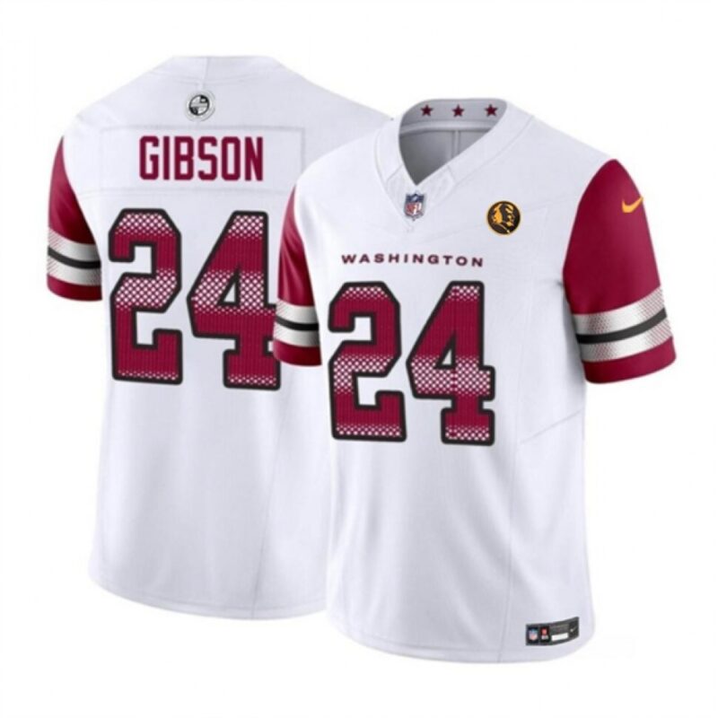 686168b0d1a84_1 Men's Washington Commanders #24 Antonio Gibson White 2023 F.U.S.E. With John Madden Patch Vapor Limited Stitched Football Jersey