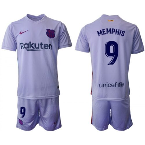 68616a07bc11a_1 Men's Barcelona #9 Memphis Grey Away Soccer Jersey Suit