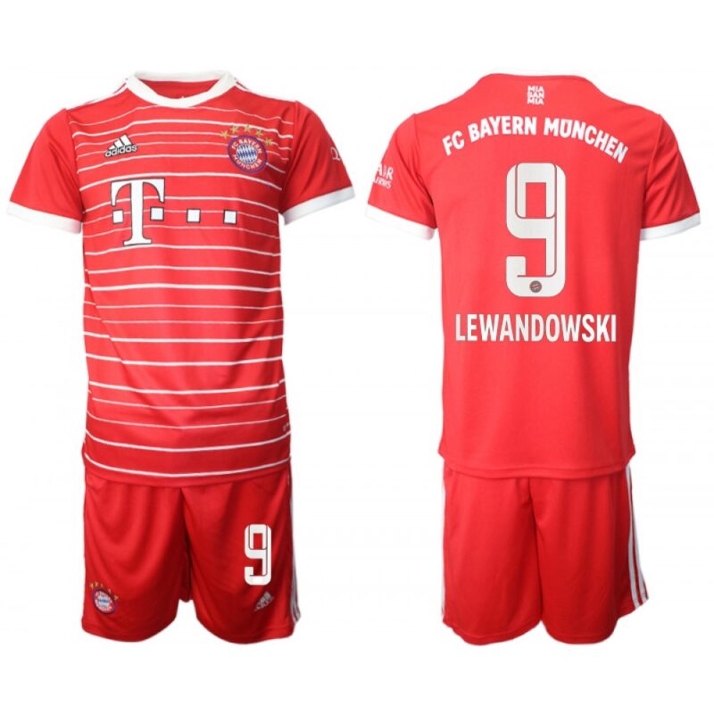 68616a291b1fa_1 Men's FC Bayern Munchen #9 Robert Lewandowski 22/23 Red Home Soccer Jersey Suit