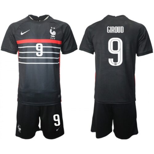 68616a34692e8_1 Men's France #9 Giroud Black Home Soccer Jersey Suit