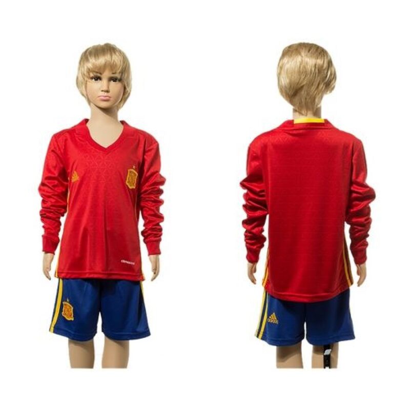 68616a4731b98_1 Spain Blank Red Home Long Sleeves Kid Soccer Country Jersey