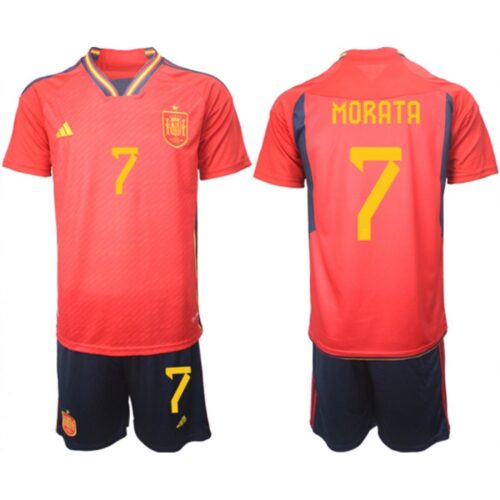 68616af78d9da_1 Men's Spain #7 Morata Red Home Soccer Jersey Suit