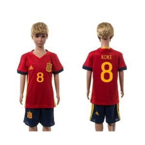 68616afa82082_1 Spain #8 Koke Red Home Kid Soccer Country Jersey