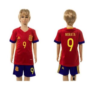 68616b0e57f0b_1 Spain #9 Morata Red Home Kid Soccer Country Jersey