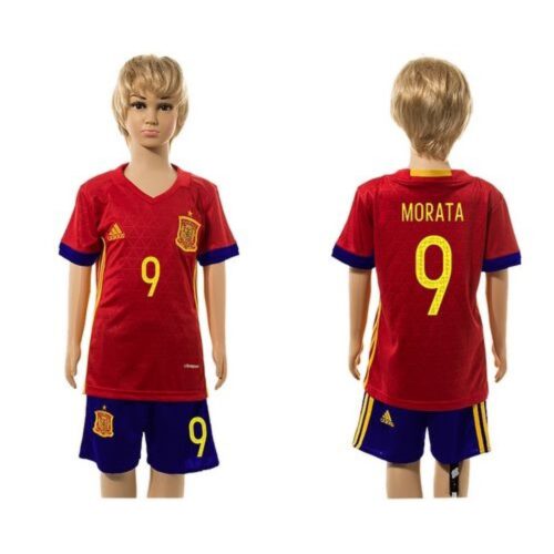 68616b0e57f0b_1 Spain #9 Morata Red Home Kid Soccer Country Jersey