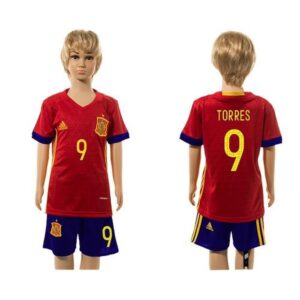 68616b114d1c7_1 Spain #9 Torres Red Home Kid Soccer Country Jersey