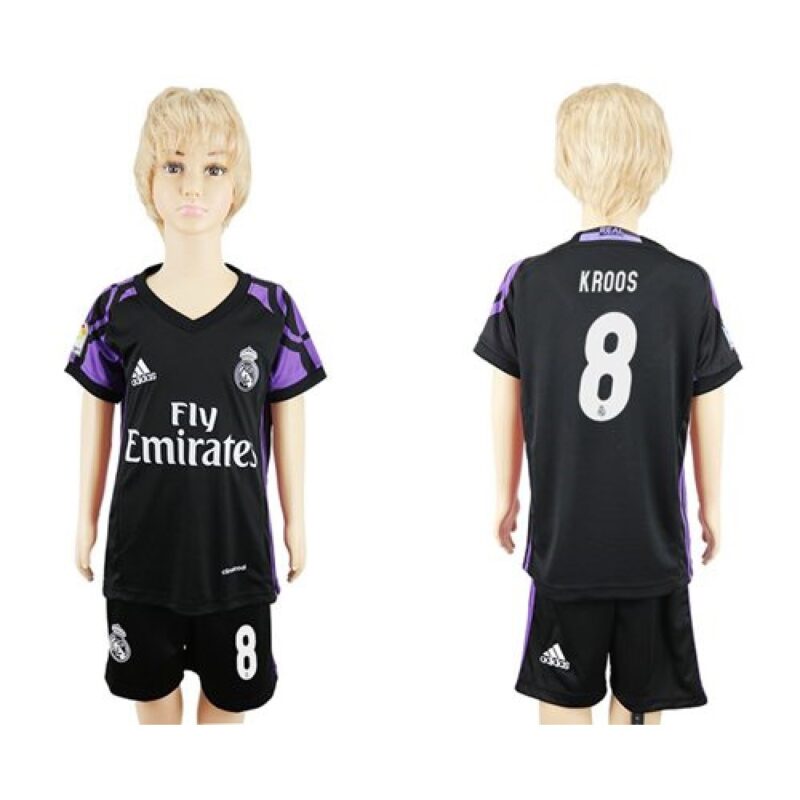 68616b28d4c9d_1 Real Madrid #8 Kroos Black Kid Soccer Club Jersey