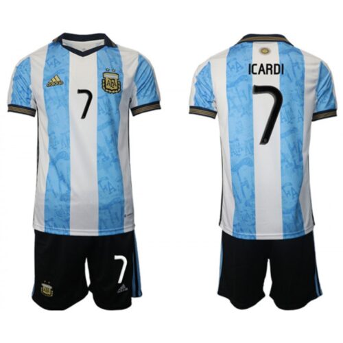 68616b62e7d71_1 Men's Argentina #7 Icardi White/Blue Home Soccer Jersey Suit