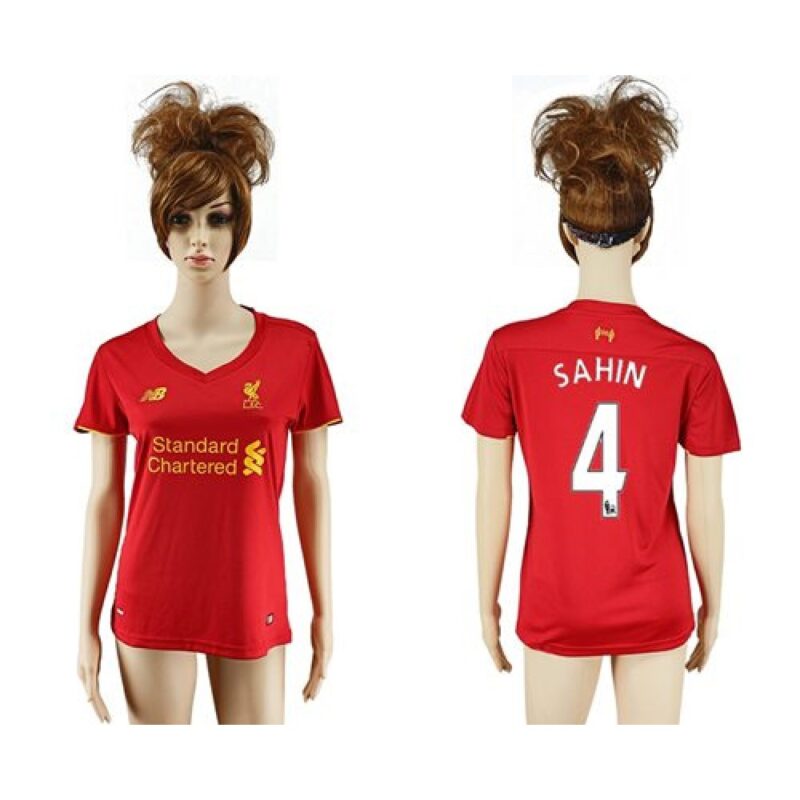 68616b7d0268f_1 Women's Liverpool #4 Sahin Red Home Soccer Club Jersey