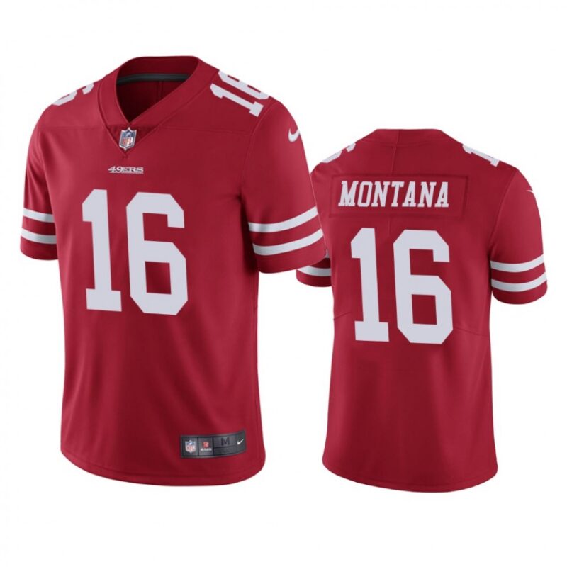 68616bac5e03f_1 Youth NFL San Francisco 49ers #16 Joe Montana Red Vapor Untouchable Limited Stitched Jersey