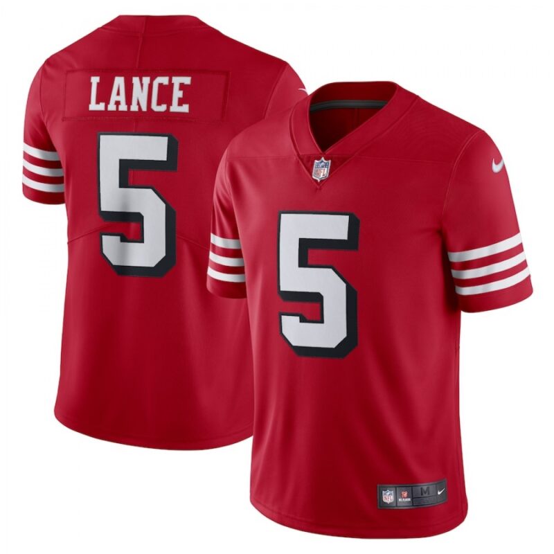 68616bb49c9dc_1 Youth NFL San Francisco 49ers #5 Trey Lance New Red Vapor Untouchable Limited Stitched Jersey