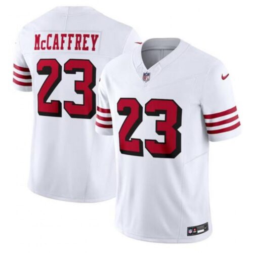 68616bc642fe6_1 Youth San Francisco 49ers #23 Christian McCaffrey New White 2023 F.U.S.E. Vapor Untouchable Limited Stitched Football Jersey