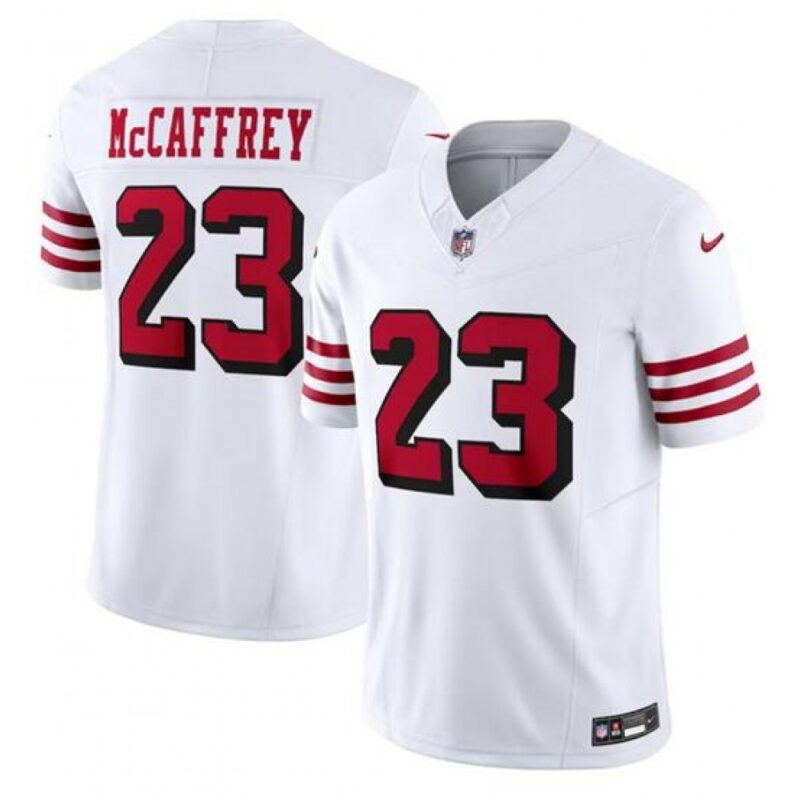 68616bc642fe6_1 Youth San Francisco 49ers #23 Christian McCaffrey New White 2023 F.U.S.E. Vapor Untouchable Limited Stitched Football Jersey