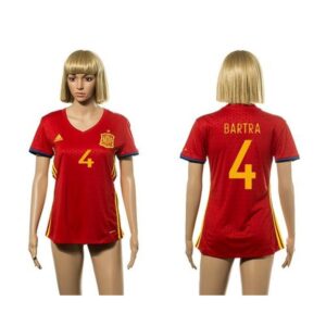 68616be1a148a_1 Women's Spain #4 Bartra Red Home Soccer Country Jersey