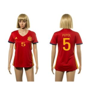 68616be99a4cc_1 Women's Spain #5 Puyol Red Home Soccer Country Jersey
