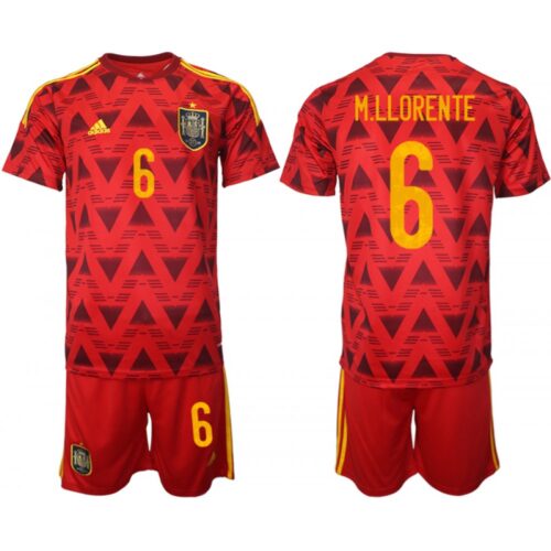 68616beede60d_1 Men's Spain #6 M. Llorente Red Home Soccer Jersey Suit