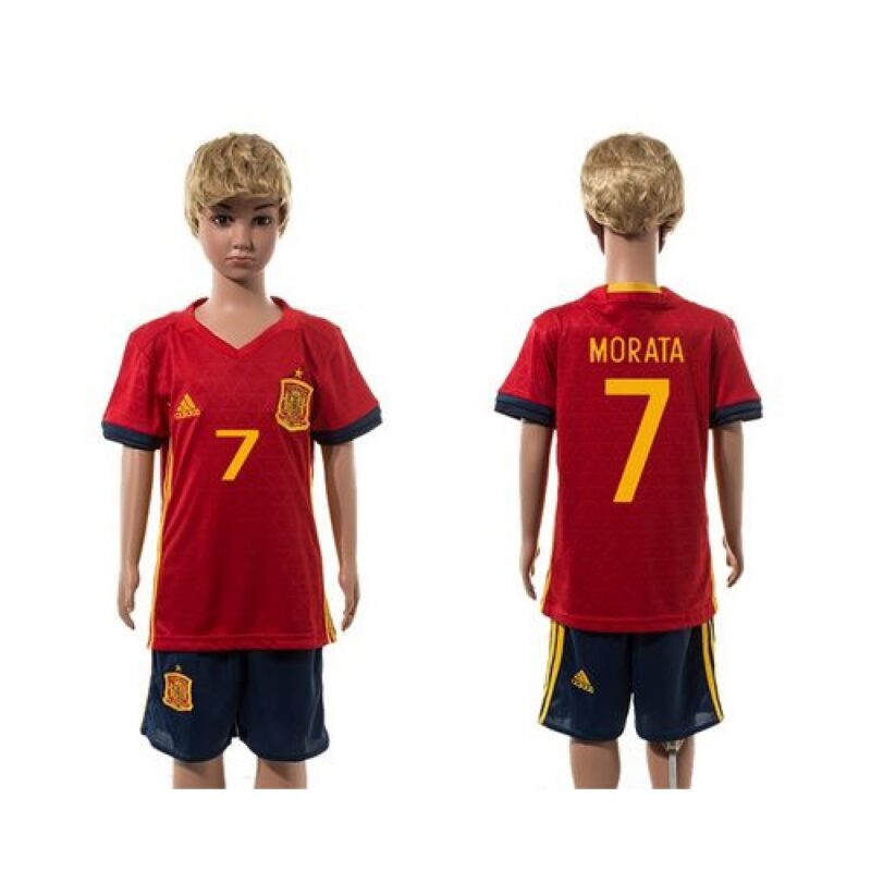 68616bf173989_1 Spain #7 Morata Red Home Kid Soccer Country Jersey