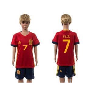 68616bf411e51_1 Spain #7 Raul Red Home Kid Soccer Country Jersey
