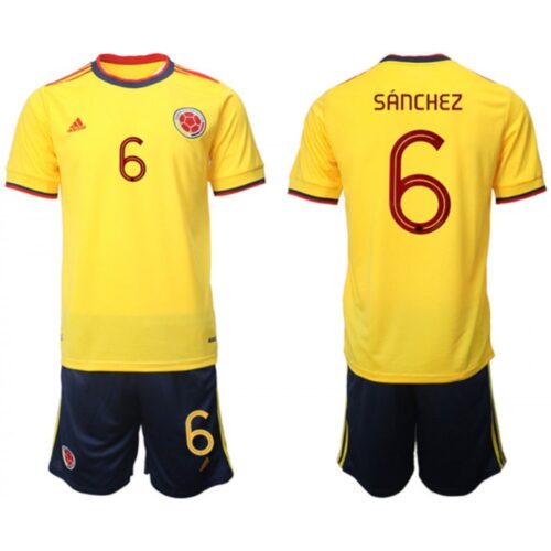 68616c39f0ef7_1 Men's Colombia #6 Davinson Sanchez Yellow Home Soccer Jersey Suit
